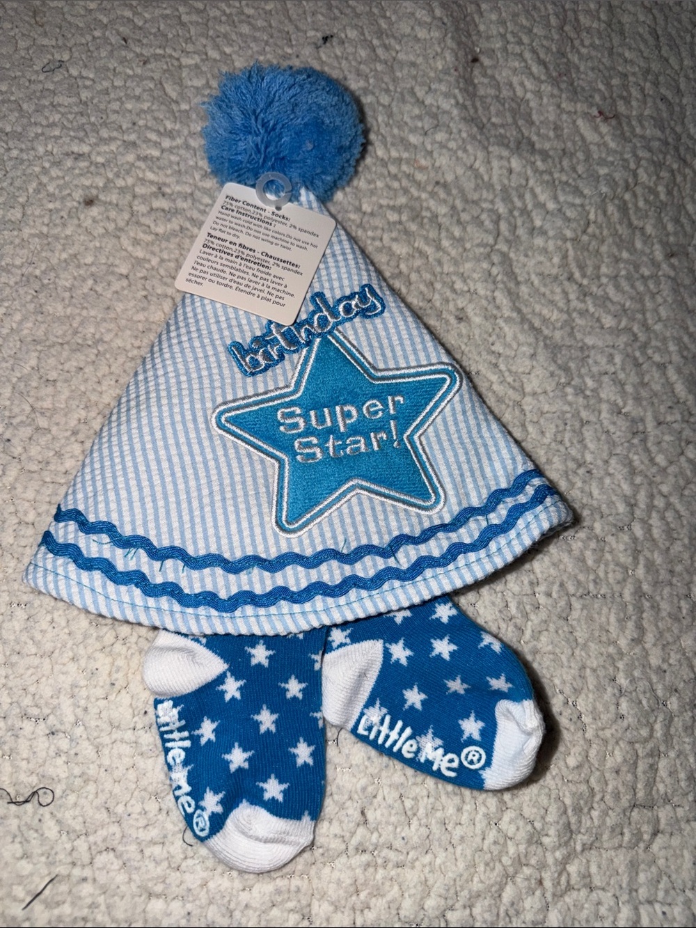 Infant birthday hat with matching socks